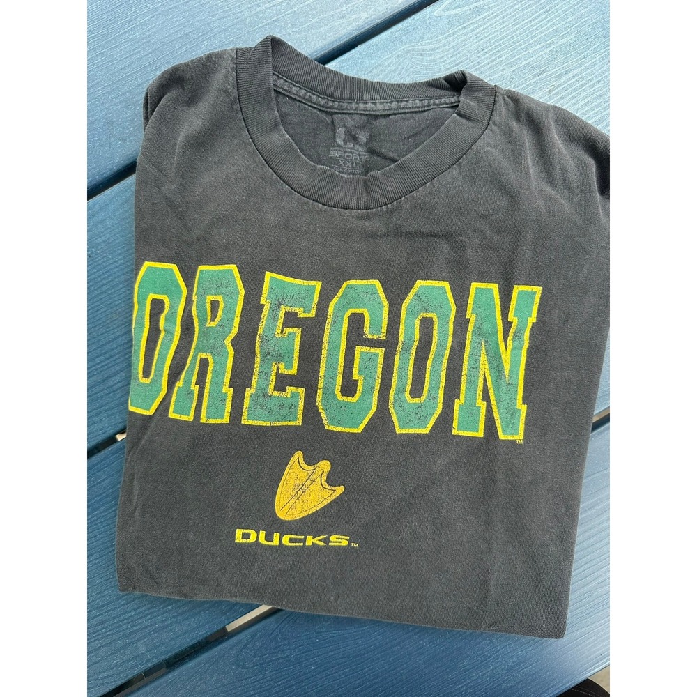 Vintage Oregon Ducks G-III Sport Graphic T-Shirt Mens XXL Faded Black Cotton